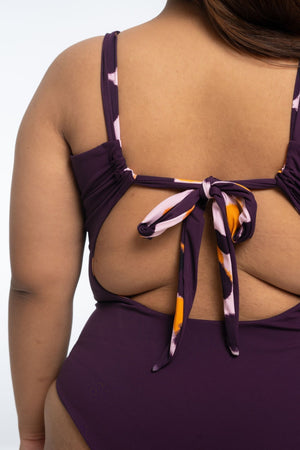 Le Snack Reversible One Piece in Spicy Leopard Print and Deep Plum - Manners London