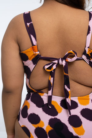 Le Snack Reversible Tall One Piece in Spicy Leopard Print and Deep Plum - Manners London