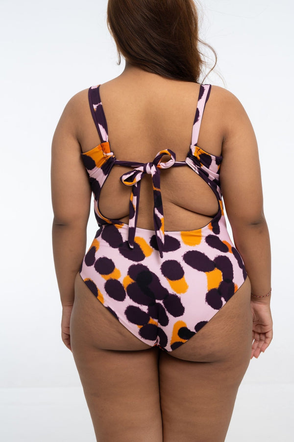 Le Snack Reversible Tall One Piece in Spicy Leopard Print and Deep Plum - Manners London