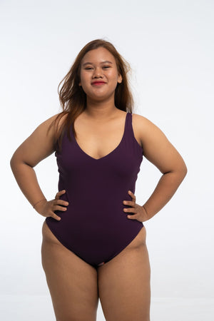 Le Snack Reversible Tall One Piece in Spicy Leopard Print and Deep Plum - Manners London