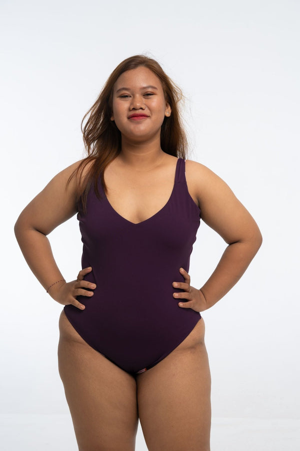 Le Snack Reversible Tall One Piece in Spicy Leopard Print and Deep Plum - Manners London