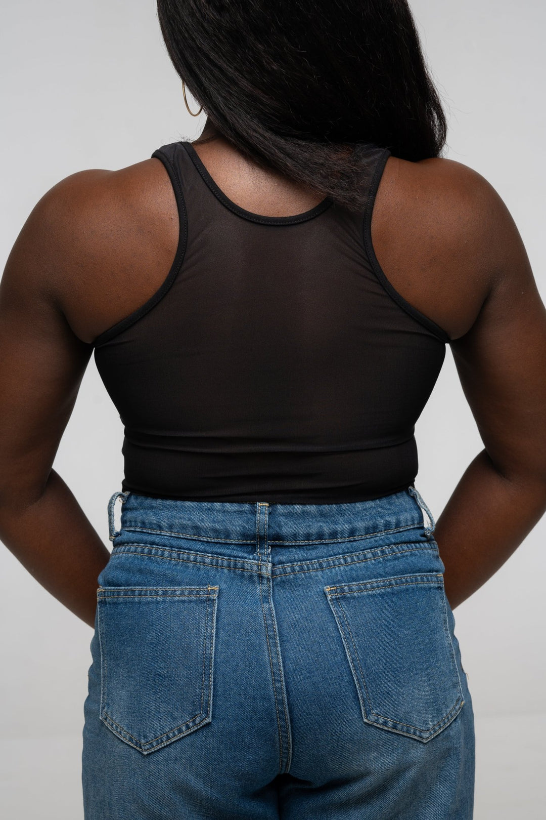Mesh Back Shinni Crop Top in Black - Manners London