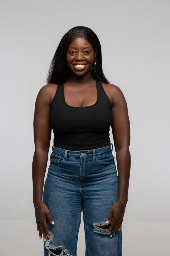 Mesh Back Shinni Crop Top in Black - Manners London