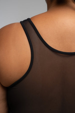 Mesh Back Shinni Full Length Top in Black - Manners London