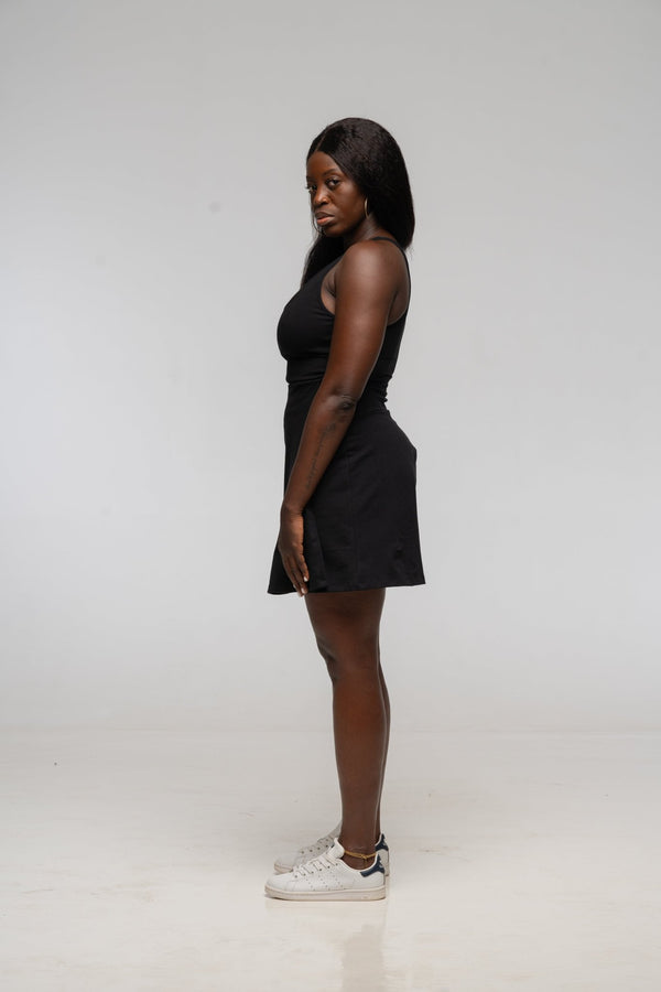 Mesh Back Shinni Full Length Top in Black - Manners London