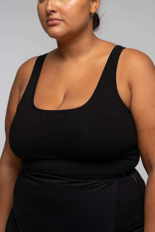 Mesh Back Shinni Full Length Top in Black - Manners London