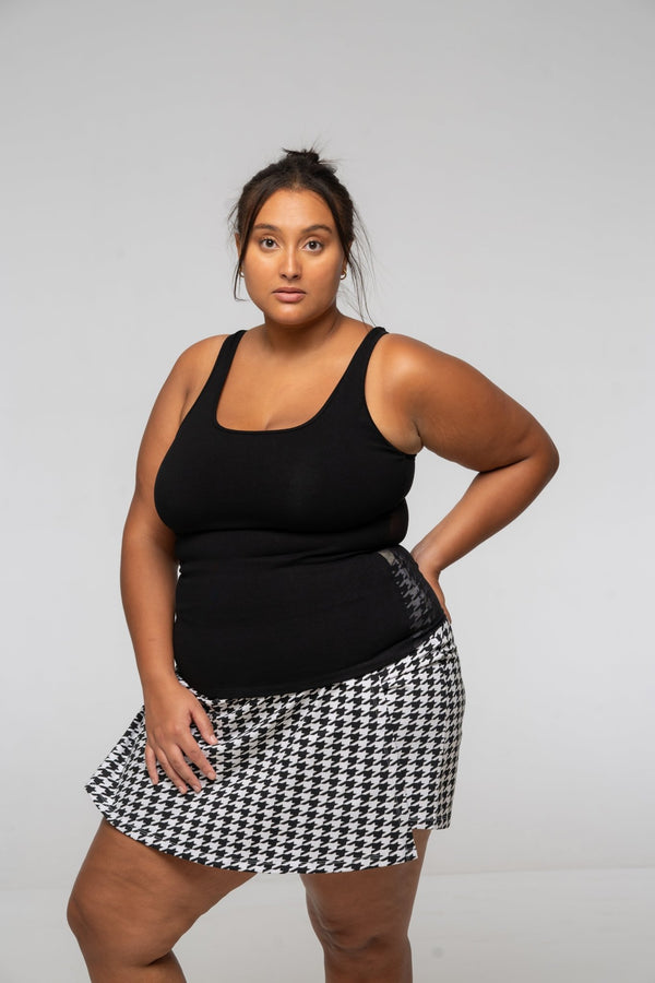 Mesh Back Shinni Full Length Top in Black - Manners London