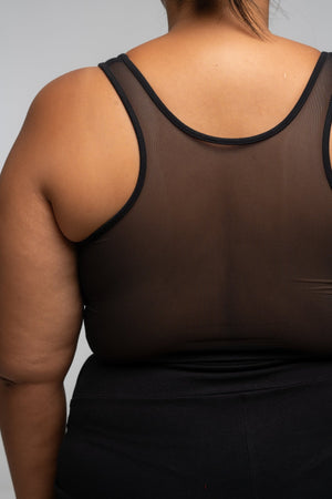 Mesh Back Shinni Full Length Top in Black - Manners London