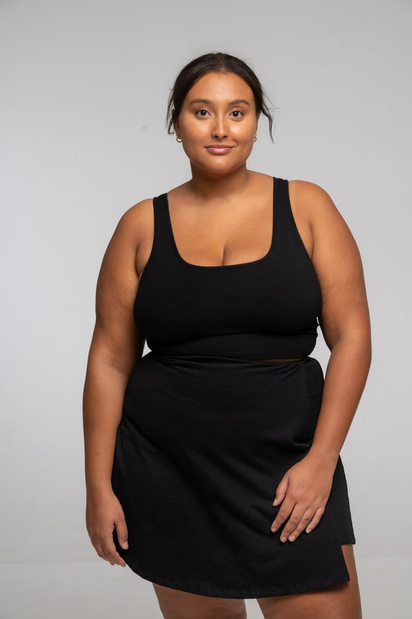 Mesh Back Shinni Full Length Top in Black - Manners London