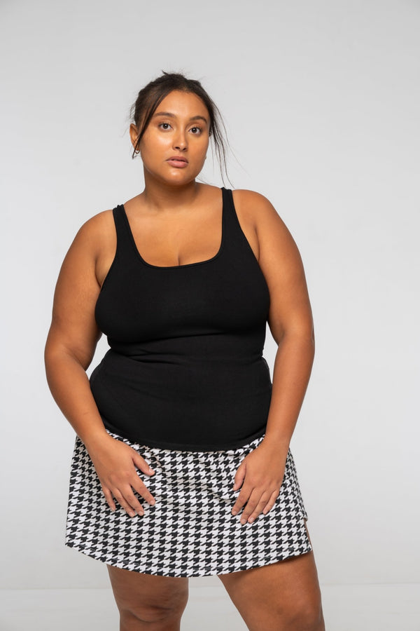 Mesh Back Shinni Full Length Top in Black - Manners London