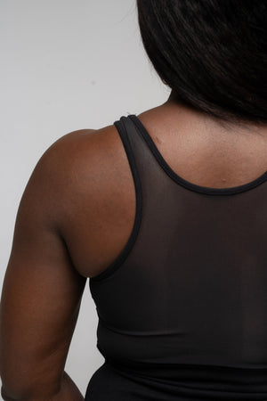 Mesh Back Shinni Full Length Top in Black - Manners London