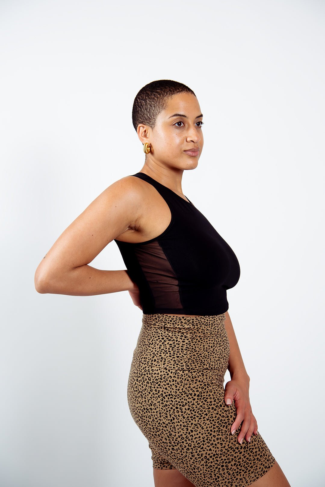 Mesh Iza Crop Top in Black - Manners London