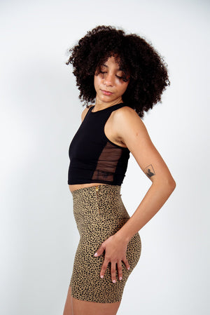 Mesh Iza Crop Top in Black - Manners London