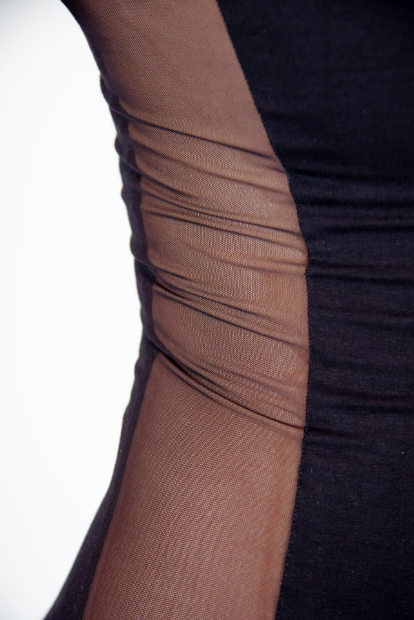 Mesh Midi Dress in Black - Manners London