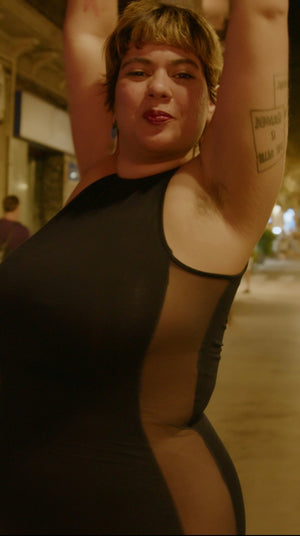 Mesh Midi Dress in Black - Manners London