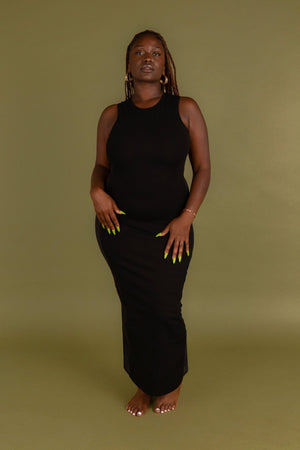 Mesh Midi Dress in Black - Manners London