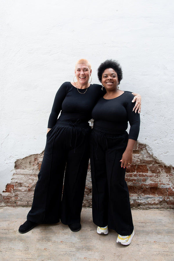 Mesh Scoop Back Top Full Length (7/8 Sleeve) in Black - Manners London