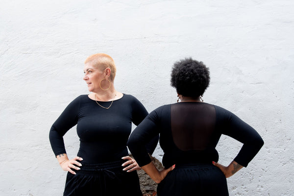 Mesh Scoop Back Top Full Length (7/8 Sleeve) in Black - Manners London