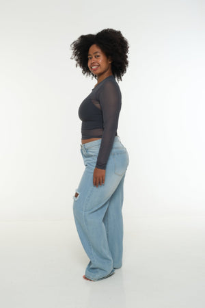 Mesh Top long sleeve in Forest - Manners London