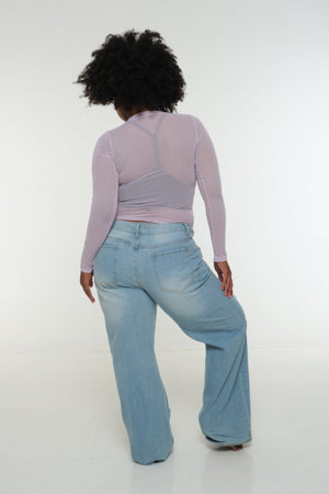 Mesh Top long sleeve in Lavender - Manners London