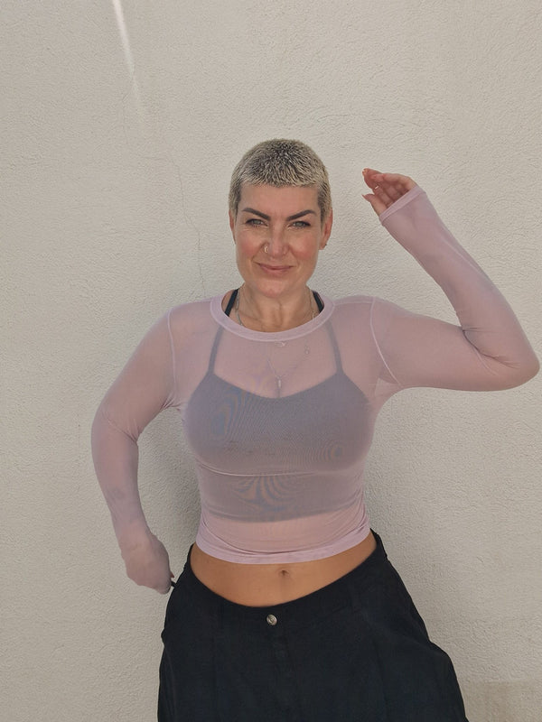 Mesh Top long sleeve in Lavender - Manners London