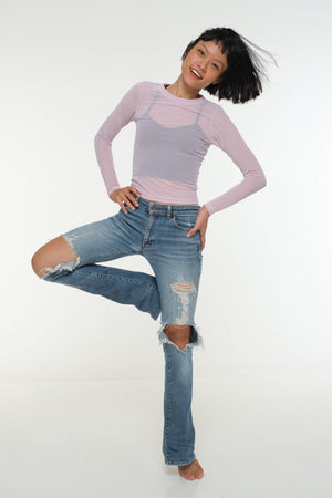 Mesh Top long sleeve in Lavender - Manners London