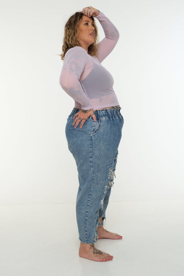Mesh Top long sleeve in Lavender - Manners London