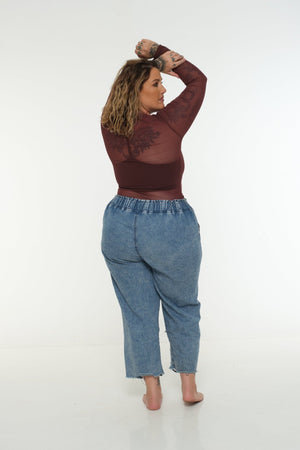 Mesh Top long sleeve in Pecan - Manners London