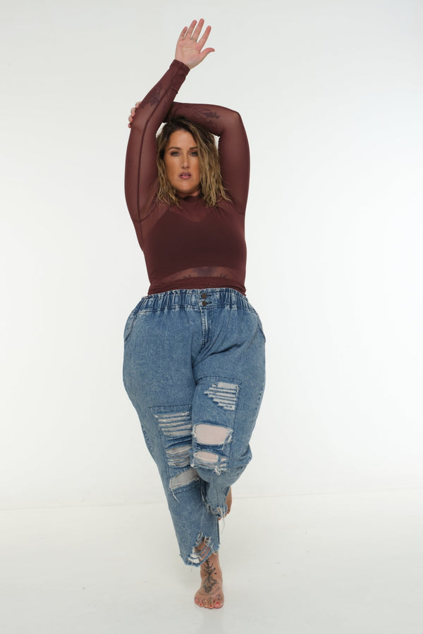 Mesh Top long sleeve in Pecan - Manners London