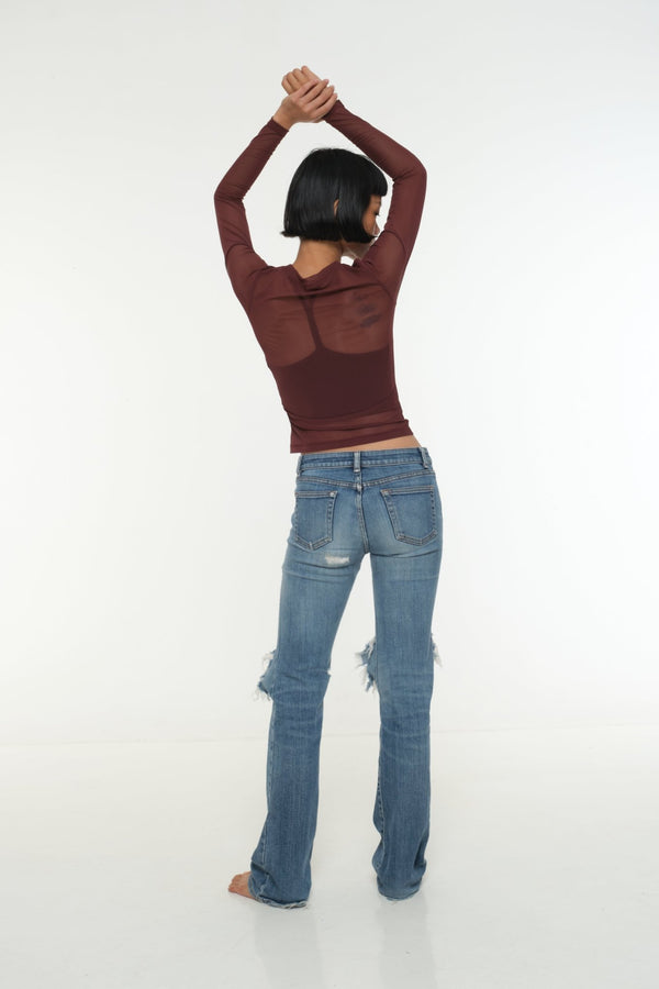 Mesh Top long sleeve in Pecan - Manners London