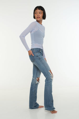 Mesh Top long sleeve in Sky - Manners London