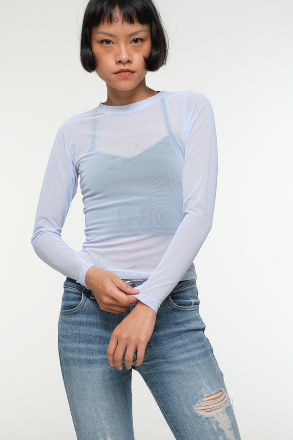 Mesh Top long sleeve in Sky - Manners London