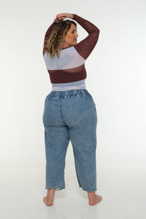 Mesh Top long sleeve in Sky and Pecan and Sky - Manners London