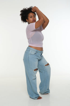 Mesh Top short sleeve in Lavender - Manners London