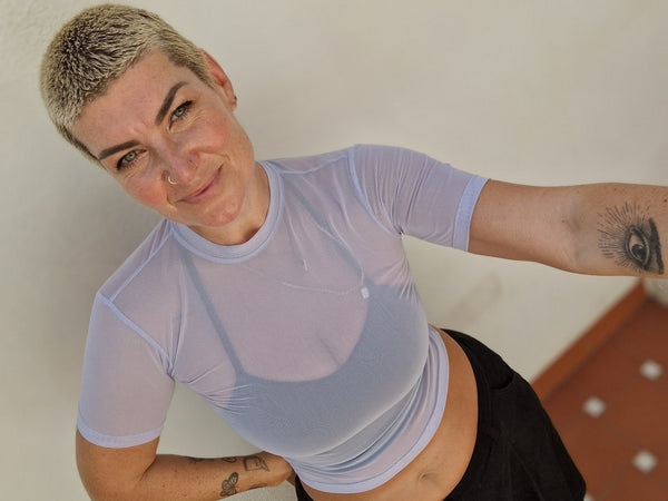 Mesh Top short sleeve in Lavender - Manners London