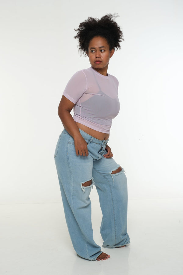 Mesh Top short sleeve in Lavender - Manners London