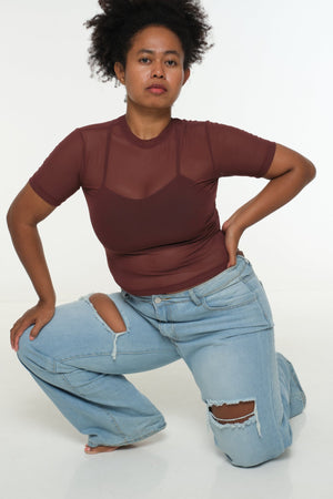 Mesh Top short sleeve in Pecan - Manners London