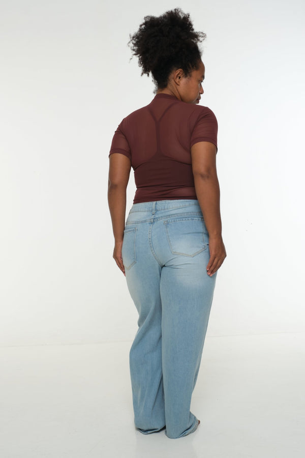 Mesh Top short sleeve in Pecan - Manners London
