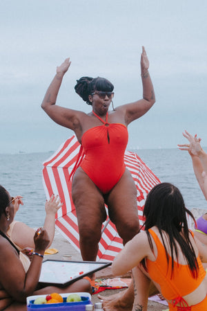 Multi Tie Reversible One Piece In All The Fire - Manners London