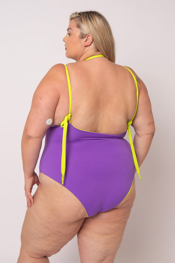 Multi Tie Reversible One Piece In Grape And Apple Sours - Manners London