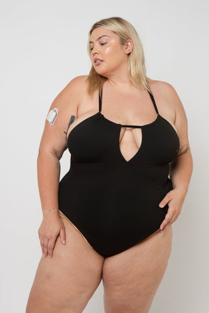 Multi Tie Reversible One Piece In Peach Nights - Manners London