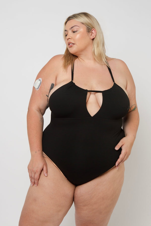 Multi Tie Reversible One Piece In Peach Nights - Manners London