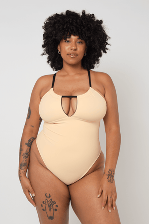 Multi Tie Reversible One Piece In Peach Nights - Manners London