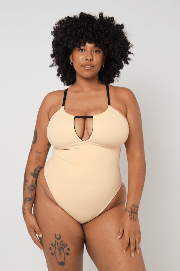 Multi Tie Reversible One Piece In Peach Nights - Manners London