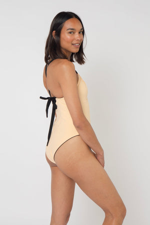 Multi Tie Reversible One Piece In Peach Nights - Manners London