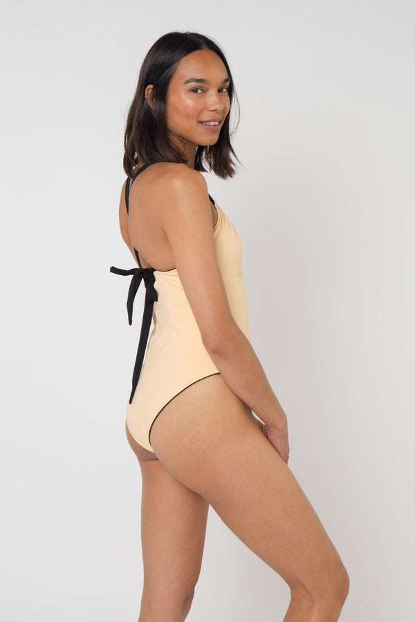 Multi Tie Reversible X - Tall One Piece In Peach Nights - Manners London