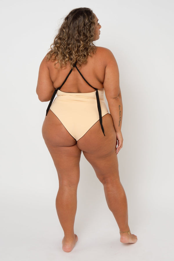 Multi Tie Reversible X - Tall One Piece In Peach Nights - Manners London