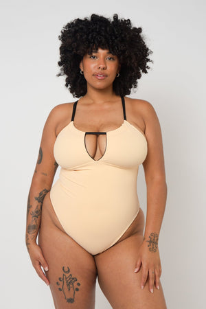 Multi Tie Reversible X - Tall One Piece In Peach Nights - Manners London