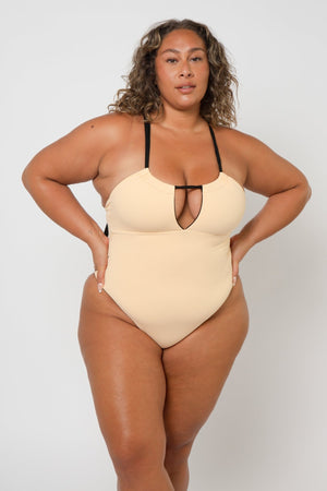 Multi Tie Reversible X - Tall One Piece In Peach Nights - Manners London