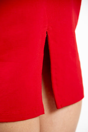 Nata Pencil Dress in Pomegranate Red - Manners London